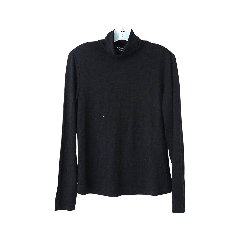 Long Sleeve Mock Neck Top - Black - M